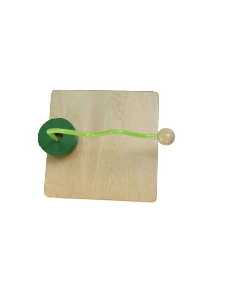 Jouet Montessori en bois naturel, disque à déplacer sur serpentin pour stimuler motricité fine et coordination dès 12 mois