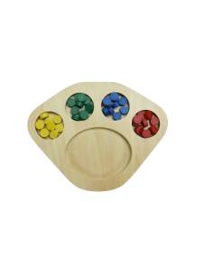 Plateau Montessori de tri avec dés et jetons colorés en bois