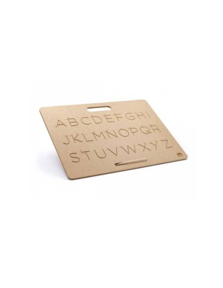 Tablette Montessori d’écriture des majuscules script en bois
