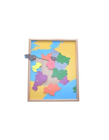 Puzzle Montessori de la France – carte géographique en bois pour enfants