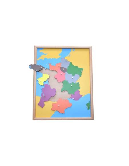 Puzzle Montessori de la France – carte géographique en bois pour enfants