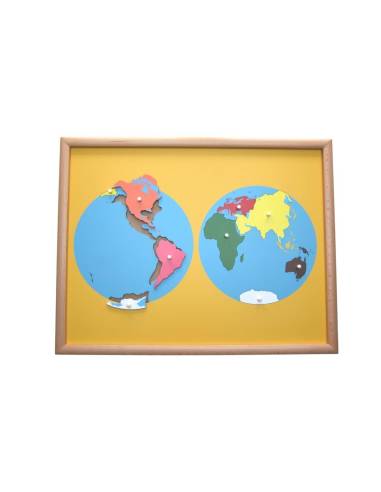 Puzzle planisphère du monde Montessori – découvrir continents et océans dès 3 ans