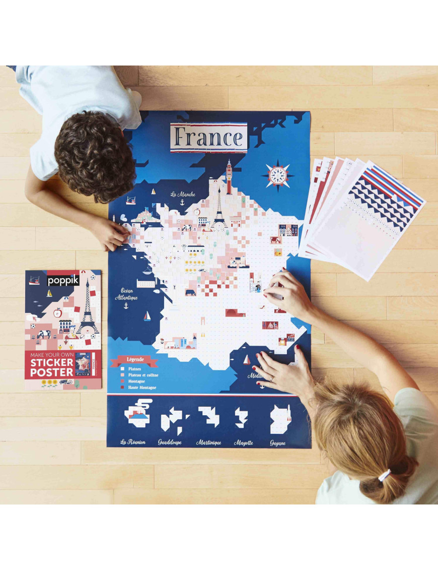 Poster Géant + 1600 stickers : 6-12 ans Carte de France