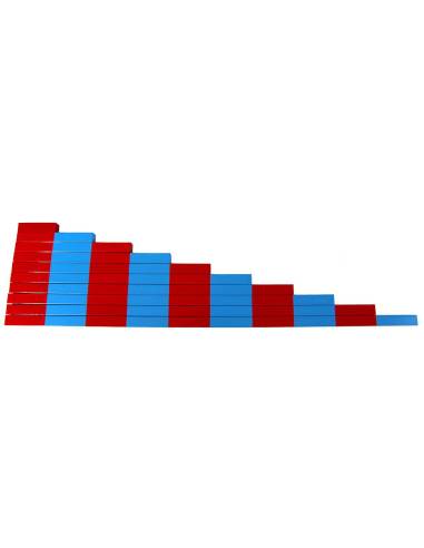 barres numériques Montessori en bois rouge et bleu