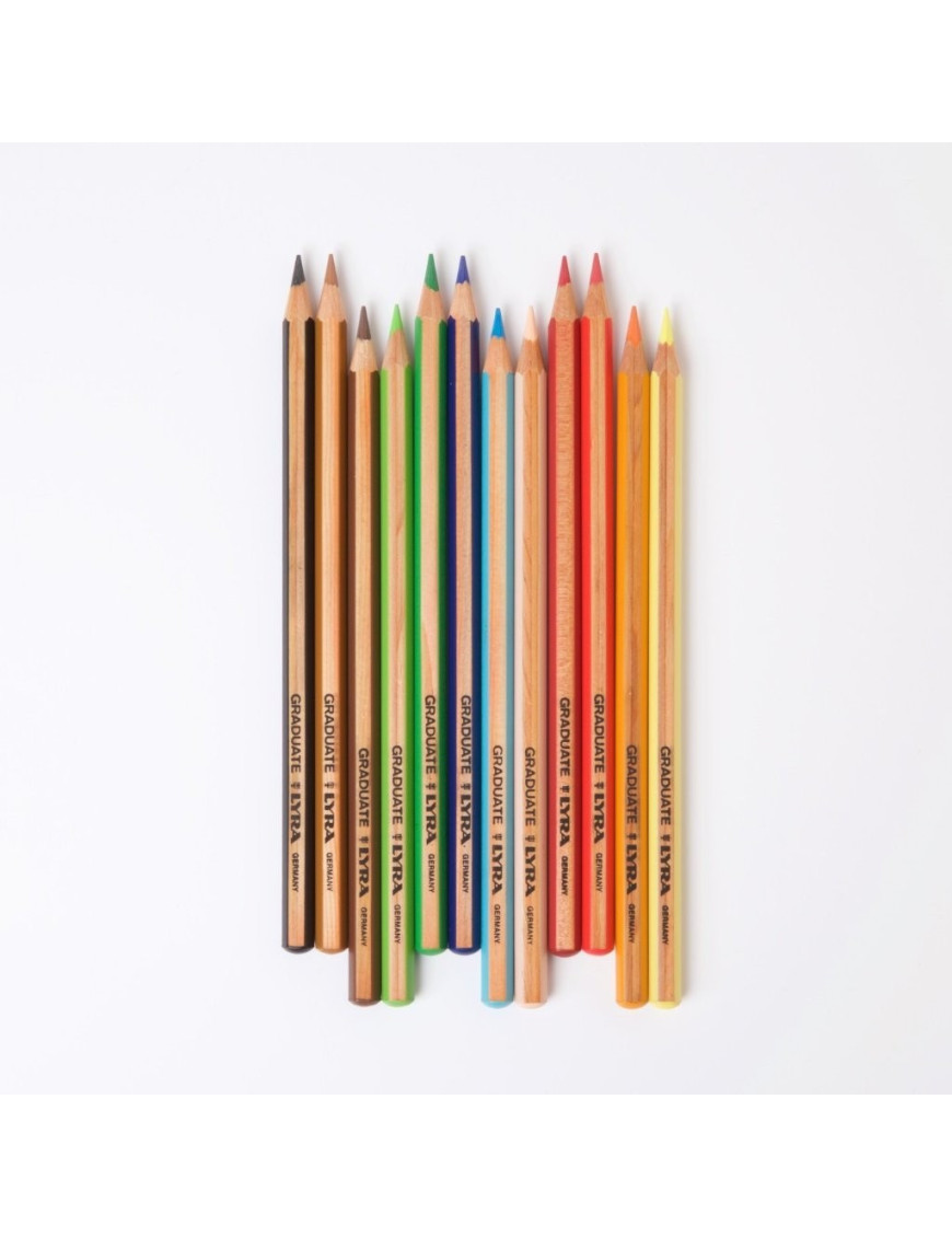 Crayons de couleur Lyra graduate boîte métal 12 pièces