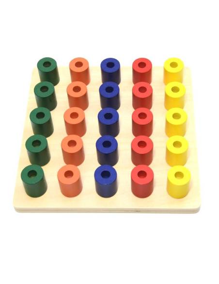 Chevilles d’encastrement colorées en bois Montessori