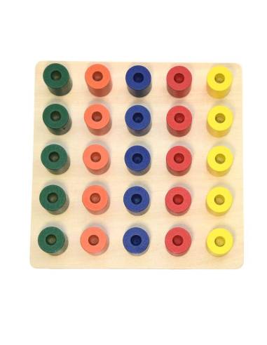Chevilles d’encastrement colorées en bois Montessori
