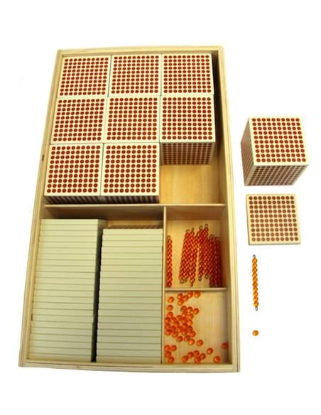 Matériel Montessori pour travailler unités, dizaines, centaines et milliers