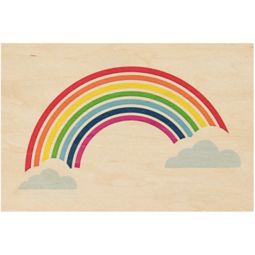 Carte postale en bois "arc en ciel"