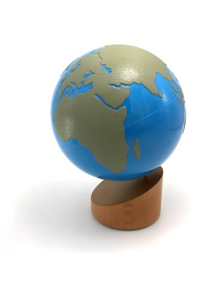 Globe Montessori lisse et rugueux pour distinguer les continents et les océans