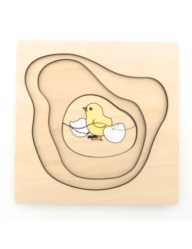 Puzzle en bois du cycle de vie de la poule Montessori.
