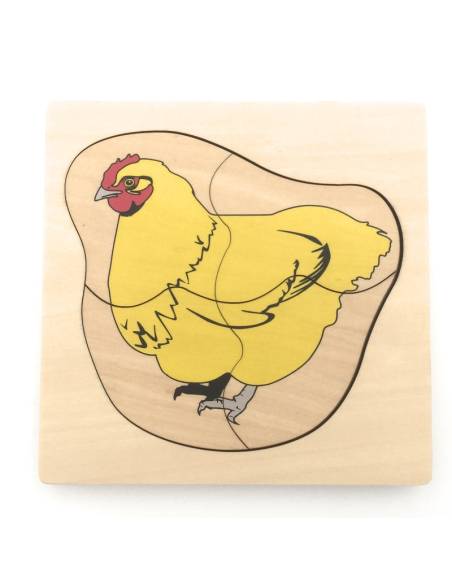 Puzzle Montessori en bois cycle de vie de la poule