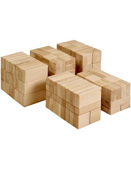156 grands blocs de construction en bois massif – Motricité, logique et créativité dès 3 ans