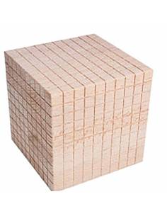 Cube de 1000 Montessori en bois massif pour représenter les grandes quantités