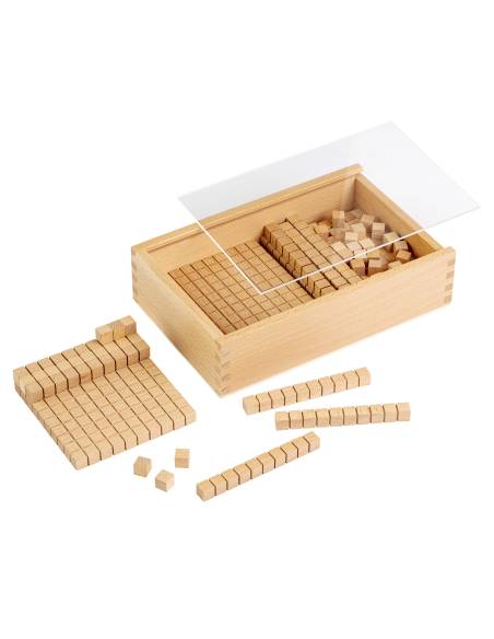 Assortiment Montessori en bois pour apprendre les unités, dizaines, centaines et milliers