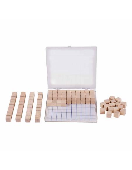 Ensemble base 10 en bois pour manipuler unités, dizaines et centaines