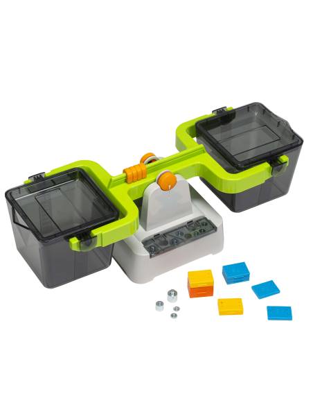 Balance sensorielle avec bacs amovibles pour explorer les poids et volumes