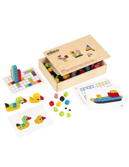 Jeu éducatif Verti-fix en bois pour construire du 2D au 3D