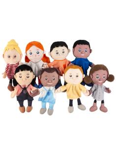 Ensemble de 8 marionnettes à main colorées