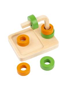 Anneaux sur tige horizontale Montessori en bois