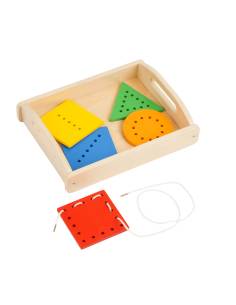 Plateau de laçage des formes en bois avec cordons