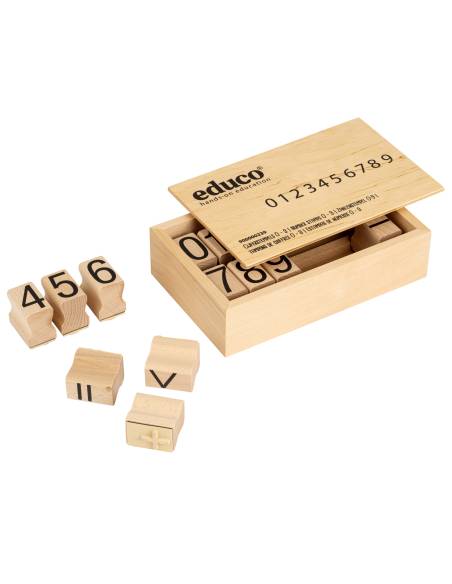 Tampons des chiffres 0 à 9 en bois et caoutchouc