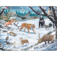 Puzzle 66 pièces "Animaux sauvages l'hiver" - Larsen