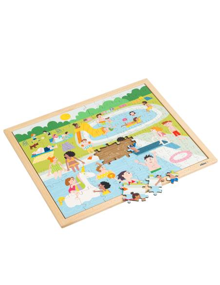 Puzzle coopératif 102 pièces sur le thème de la piscine
