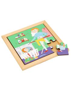 Puzzle en bois vie quotidienne linge 12 pièces