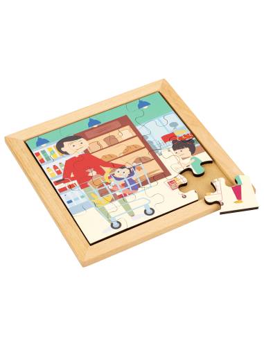 Puzzle en bois vie quotidienne supermarché 16 pièces