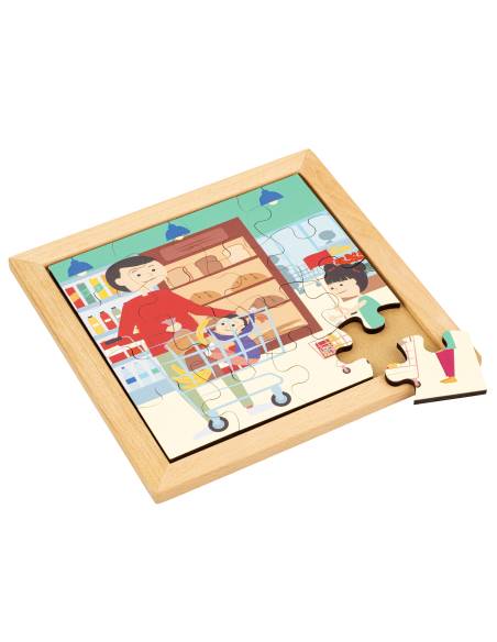 Puzzle en bois vie quotidienne supermarché 16 pièces