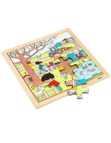 Puzzle en bois illustrant le printemps