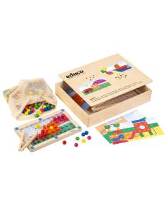 Jeu éducatif en bois maxi mosaïque avec boules colorées