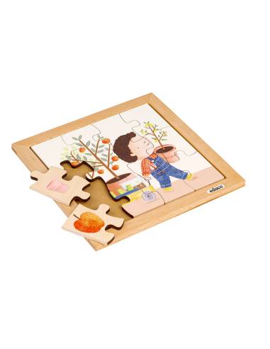 Puzzle en bois éducatif sur le jardin