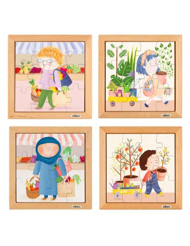 Ensemble de 4 puzzles en bois 12 pièces – Mon panier d’achats