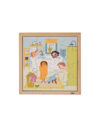 puzzle éducatif Prendre son bain en bois