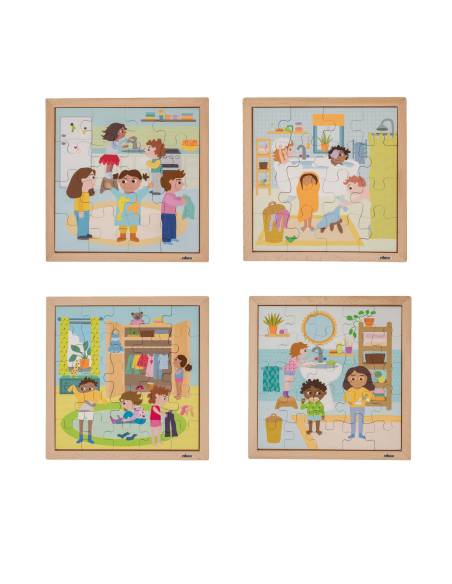 Ensemble de 4 puzzles en bois Routine quotidienne (16 et 25 pièces)