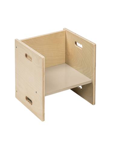 Chaise cubique en bois 33 x 33 cm avec assise grise