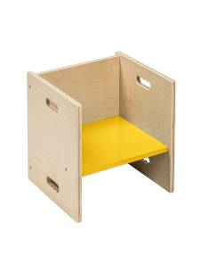 Chaise cubique en bois 33 x 33 cm avec assise jaune