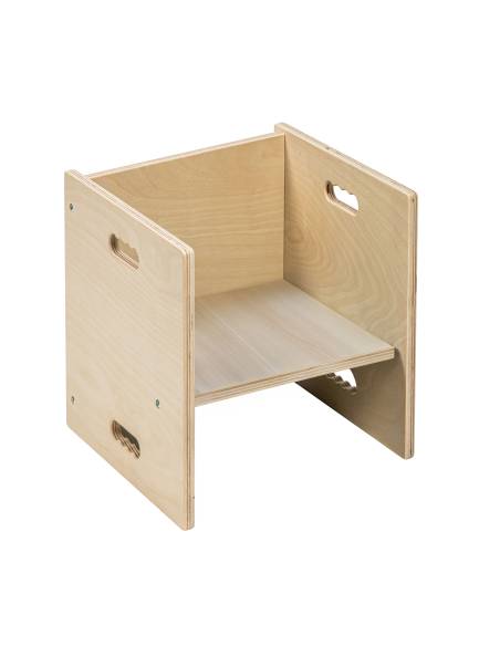 Chaise cubique en bois naturel 33 x 33 cm
