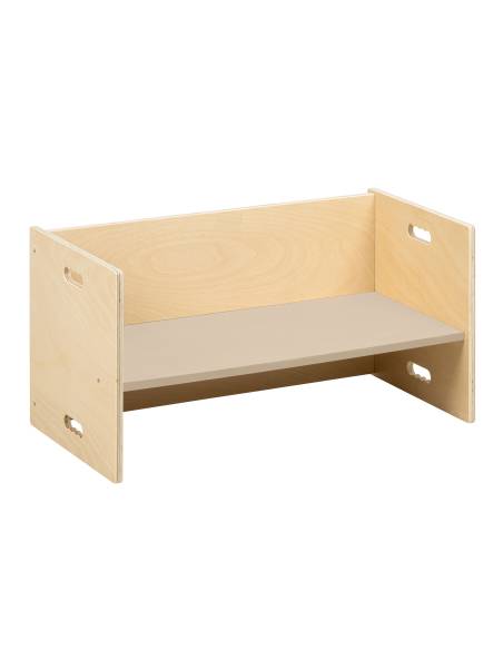 Banc cube en bois 72 x 36 cm avec assise grise