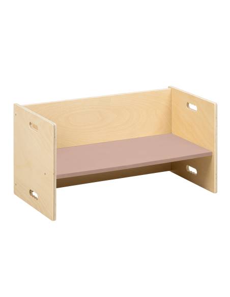 Banc cube en bois 72 x 36 cm assise rose