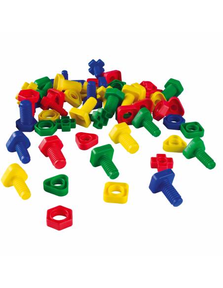 Lot de 64 écrous et boulons colorés en plastique