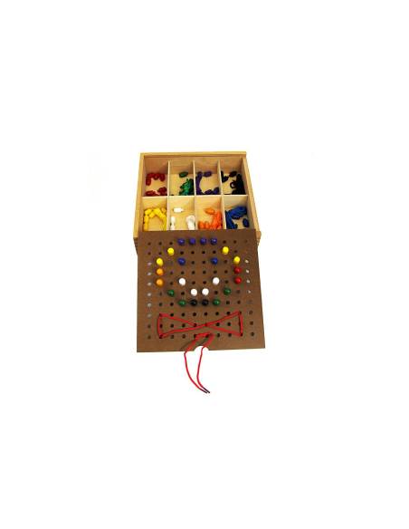 Boîte à clous et à lacets en bois Montessori