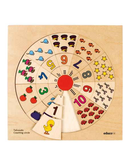 Cercle à compter en bois pour apprendre les nombres de 1 à 10