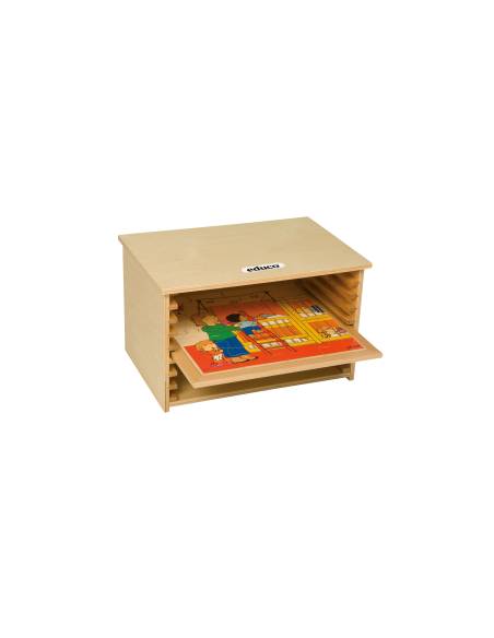 Cabinet de rangement vide en bois pour 8 puzzles Montessori