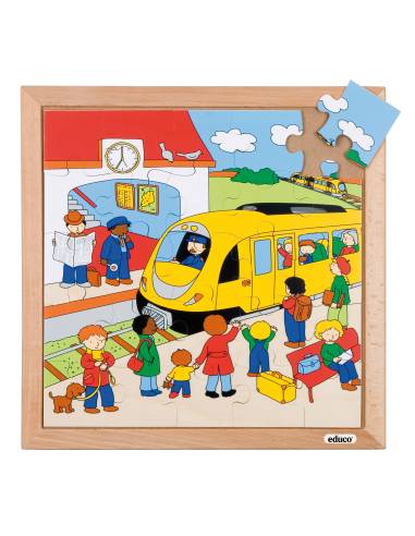 Puzzle Le train en bois – 25 pièces éducatives sur les transports