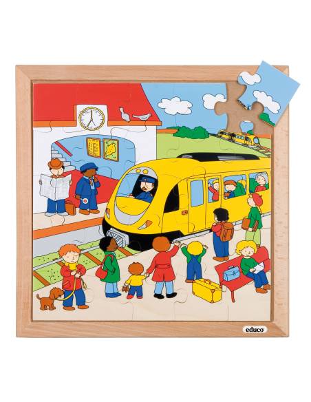 Puzzle Le train en bois – 25 pièces éducatives sur les transports
