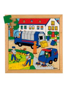 Puzzle en bois ramassage des déchets 49 pièces