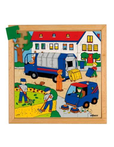 Puzzle en bois ramassage des déchets 49 pièces